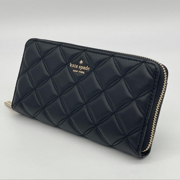 Kate Spade Natalia Smooth Quilted Leather Wallet Black - Picture 4 of 11